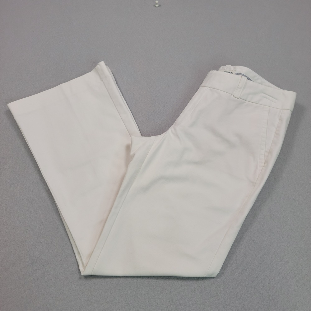 Banana Republic Women 6S White Stretch Cotton Flare Leg Dress Pants